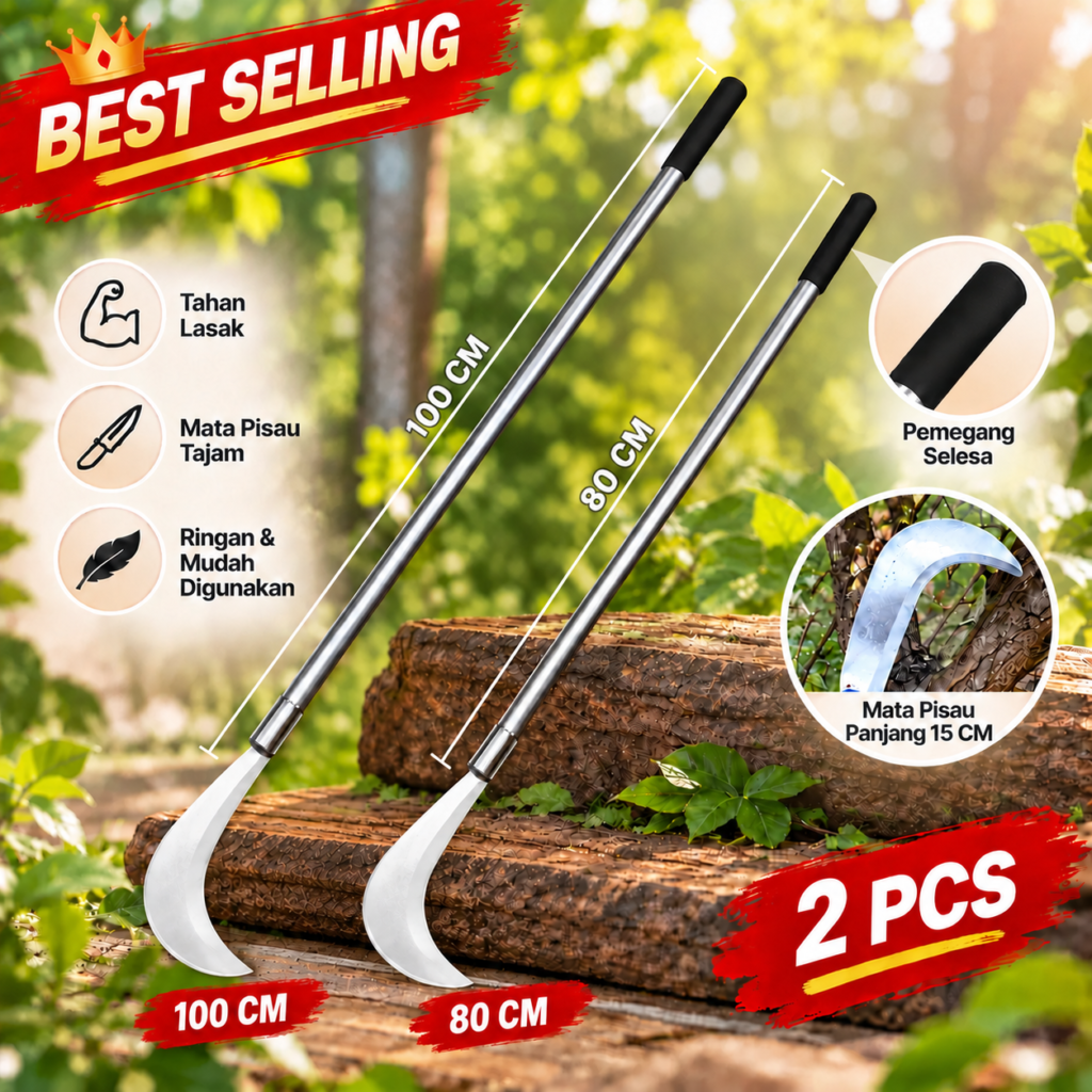 Set C- 2x Sabit Keluli Kebun 80cm + 100cm